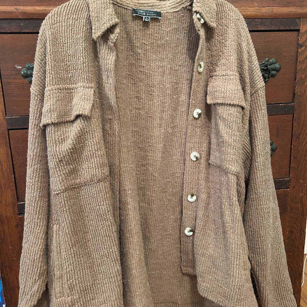 Blue Blush Brown Ribbed Jacket